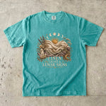 Linen, Light & Lunar Signs T-Shirt - Moon Phases, Sun, Crystals & Botanical Design