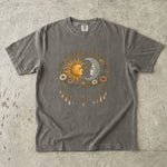 Honey Sun, Silver Moon T-Shirt - Sun & Moon Floral Celestial Design