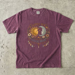 Honey Sun, Silver Moon T-Shirt - Sun & Moon Floral Celestial Design