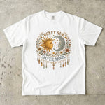 Honey Sun, Silver Moon T-Shirt - Sun & Moon Floral Celestial Design