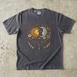 Honey Sun, Silver Moon T-Shirt - Sun & Moon Floral Celestial Design