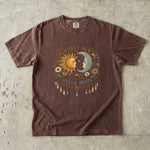 Honey Sun, Silver Moon T-Shirt - Sun & Moon Floral Celestial Design
