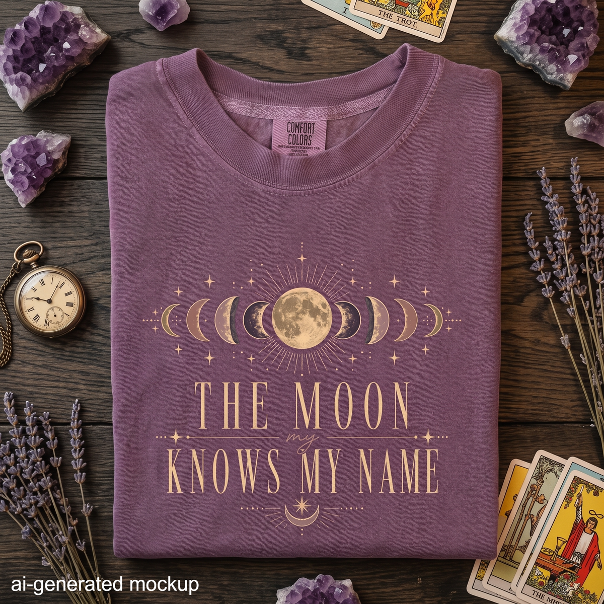 The Moon Knows My Name T-Shirt - Vintage Moon Phase Celestial Shirt