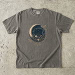 Trust the Quiet Pull T-Shirt - Floral Crescent Moon Celestial Shirt