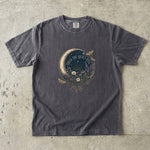 Trust the Quiet Pull T-Shirt - Floral Crescent Moon Celestial Shirt