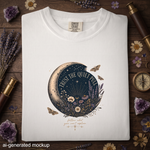 Trust the Quiet Pull T-Shirt - Floral Crescent Moon Celestial Shirt
