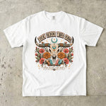 Born Under Wild Skies T-Shirt - Western Boho Longhorn Celestial Shirt
