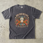 Born Under Wild Skies T-Shirt - Western Boho Longhorn Celestial Shirt