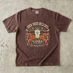 Born Under Wild Skies T-Shirt - Western Boho Longhorn Celestial Shirt