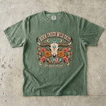 Born Under Wild Skies T-Shirt - Western Boho Longhorn Celestial Shirt