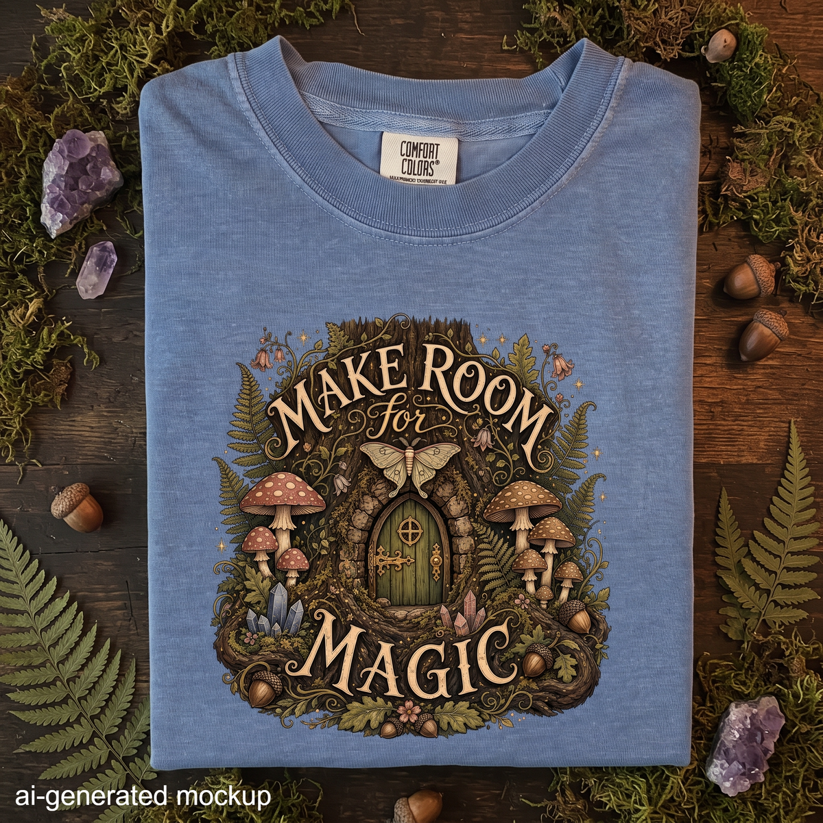 Make Room for Magic T-Shirt - Mushroom Fairy Door Forest Shirt