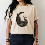 Celestial Forest Deer T-Shirt - Woodland Crystal Botanical Shirt