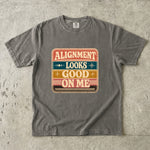 Alignment Looks Good on Me T-Shirt - Retro Celestial Affirmation Shirt