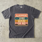 Alignment Looks Good on Me T-Shirt - Retro Celestial Affirmation Shirt
