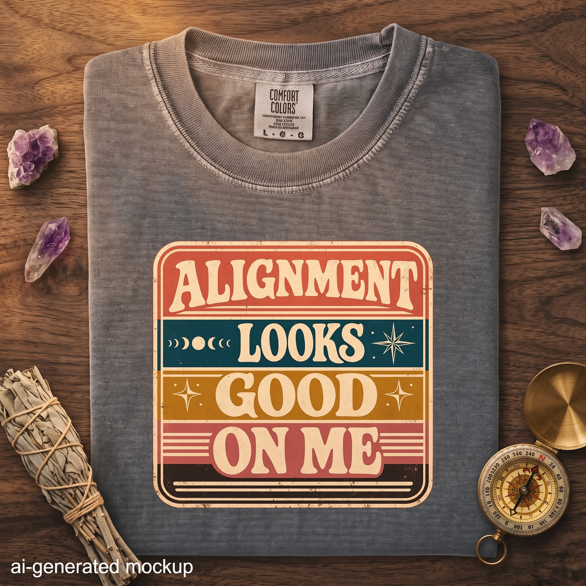 Alignment Looks Good on Me T-Shirt - Retro Celestial Affirmation Shirt