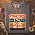 Alignment Looks Good on Me T-Shirt - Retro Celestial Affirmation Shirt
