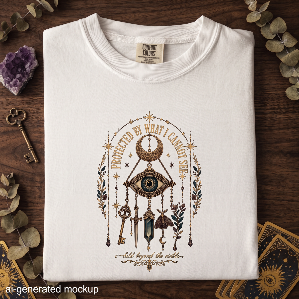 Protected by What I Cannot See T-Shirt - Celestial Eye Crystal Shirt