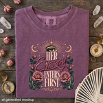 Her Energy Enters First T-Shirt - Celestial Rose Crystal Shirt