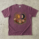 Sun & Moon Garden T-Shirt - Celestial Floral Crystal Shirt