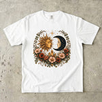 Sun & Moon Garden T-Shirt - Celestial Floral Crystal Shirt