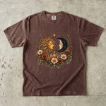 Sun & Moon Garden T-Shirt - Celestial Floral Crystal Shirt