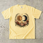 Sun & Moon Garden T-Shirt - Celestial Floral Crystal Shirt