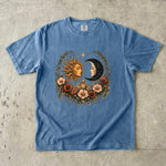 Sun & Moon Garden T-Shirt - Celestial Floral Crystal Shirt