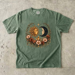 Sun & Moon Garden T-Shirt - Celestial Floral Crystal Shirt