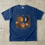 Sun & Moon Garden T-Shirt - Celestial Floral Crystal Shirt