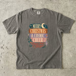Merry Christmas & Cosmic Cheer T-Shirt - Retro Celestial Holiday Shirt