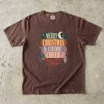 Merry Christmas & Cosmic Cheer T-Shirt - Retro Celestial Holiday Shirt
