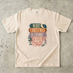 Merry Christmas & Cosmic Cheer T-Shirt - Retro Celestial Holiday Shirt