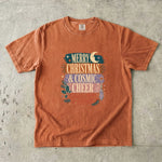 Merry Christmas & Cosmic Cheer T-Shirt - Retro Celestial Holiday Shirt