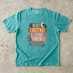 Merry Christmas & Cosmic Cheer T-Shirt - Retro Celestial Holiday Shirt